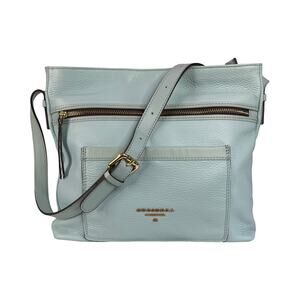 Cuoteria Fiorentina Blue Leather Crossbody Bag Italy Double Zip Adjustable